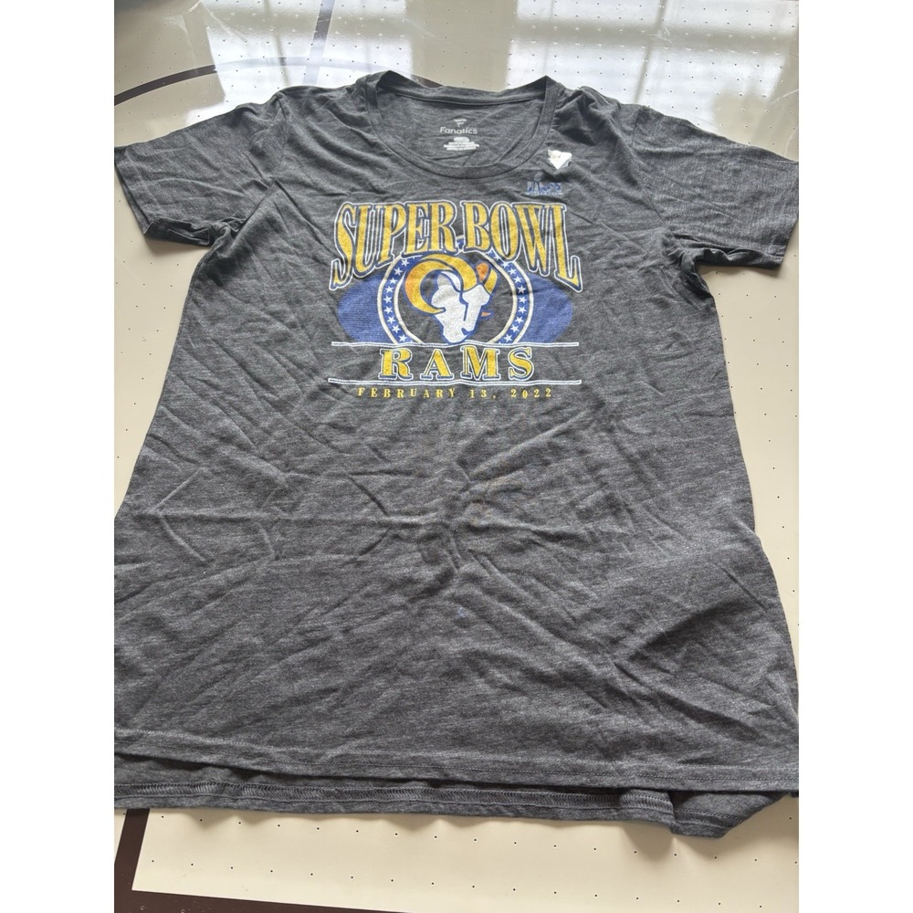 Fanatics Los Angeles Rams Super Bowl LVI Shirt Gray Size M NFL Football
